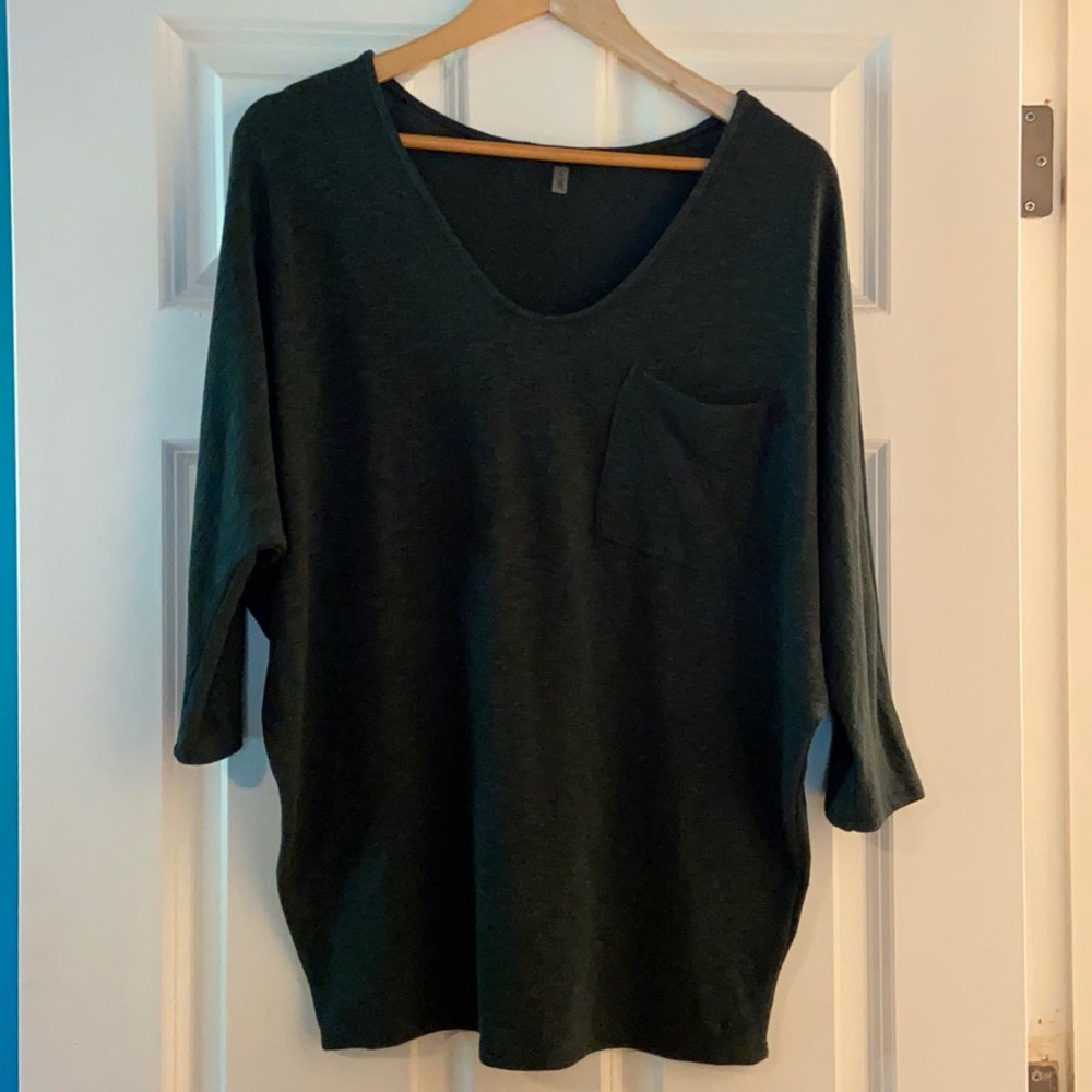 Sweater, 3/4 sleeve, dark green, dolman sleeve